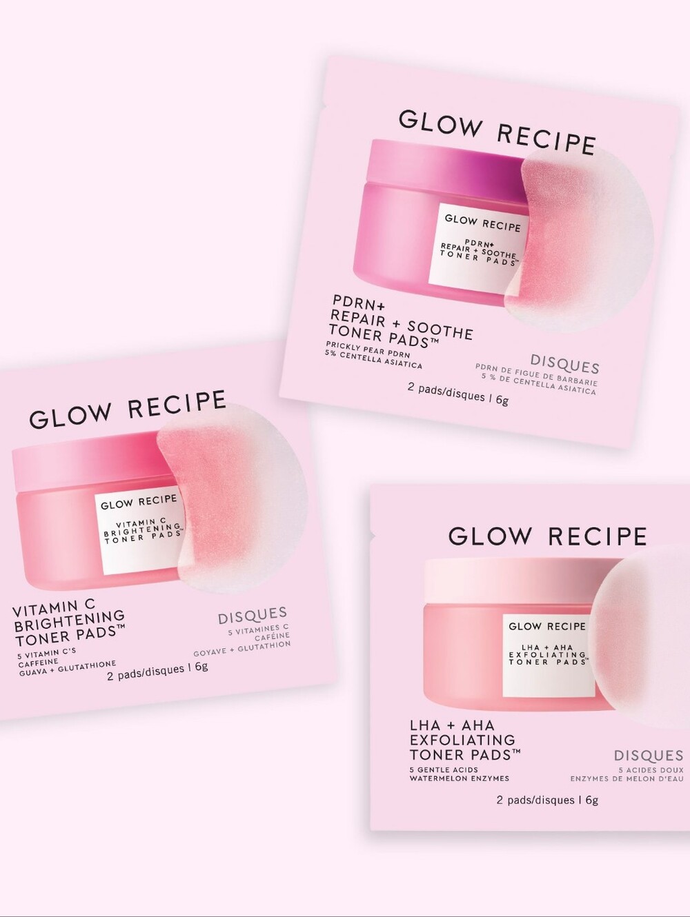 SALE! 🆕 GLOW RECIPE Korean Toner Pad Collection Trial Set - 3 Sachets NIB
